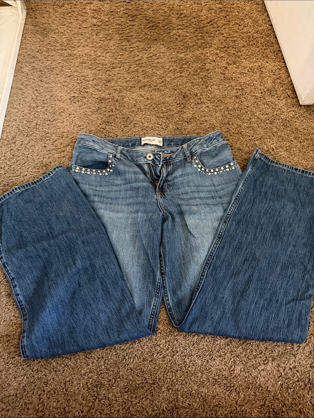 abercrombie kids Light Blue Flared Jeans with Pocket Studs